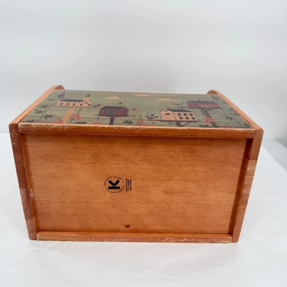 Kamenstein Inc VTG Wood Picnic Utensil Caddy Birdhouse Folk Art‎ Country Decor